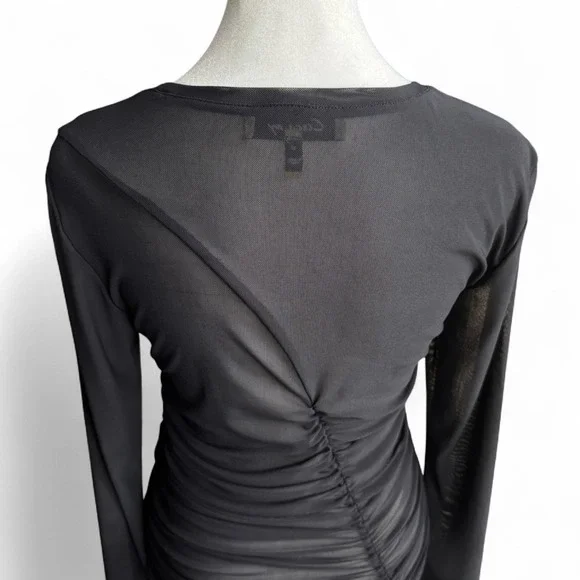 Circus NY Ruched Top Whimsigoth Fairygrunge Goth Emo Black Sheer‎ Mesh 90s Y2K M - Picture 10 of 16